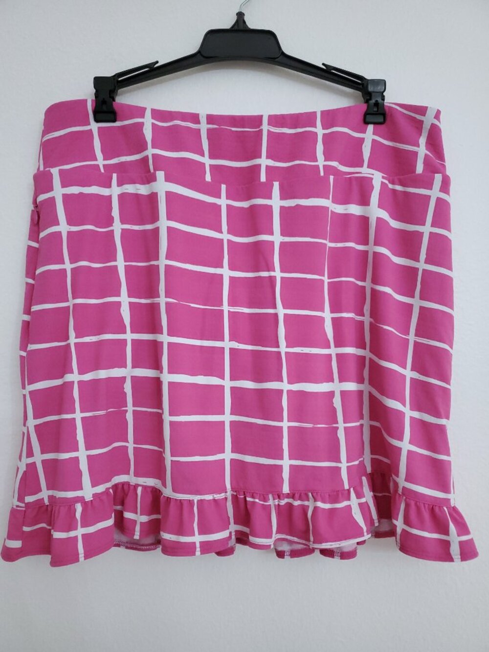 Ibkul Check Print Skort Pink/White Tennis Pickleball UPF50+ Skirt Size Large